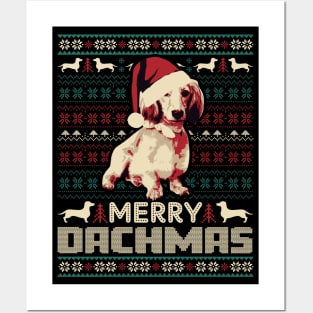 Cute Dachshund Merry Dachmas Ugly Sweater Posters and Art